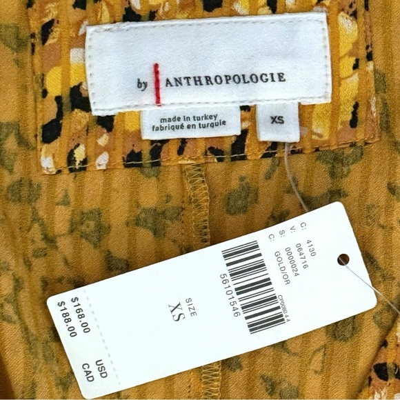 Anthropologie NWT Marigold Midi Dress Yellow Floral Flowers Midi Long Sleeve XS - Picture 7 of 8